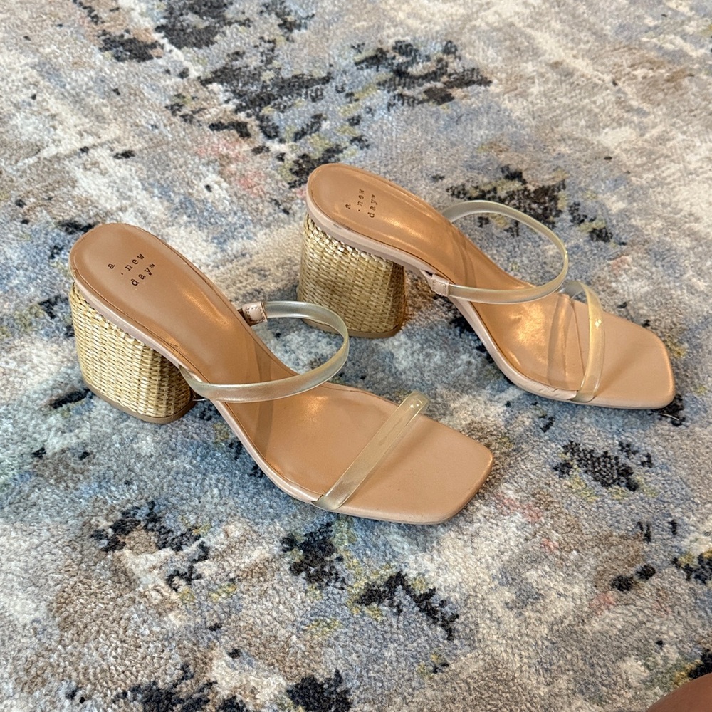 Target Beige and Tan Strappy Block Heels